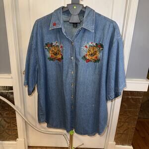 Quiz Jeans Woman vintage 100% cotton denim shirt Size XXL 24